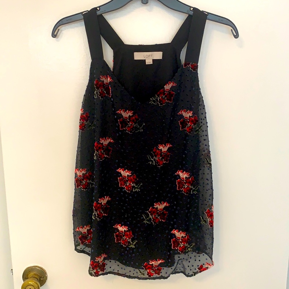 Flower Print Tank with Velvet Detail